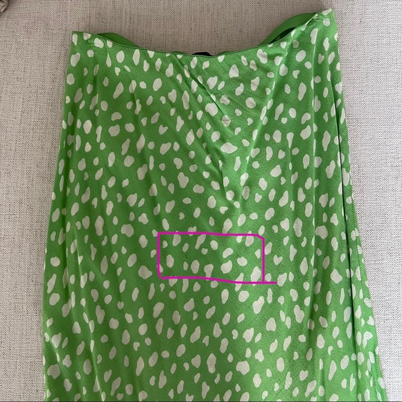 Moon River Lime Green White cheetah Leopard Spot Print Midi Skirt - Picture 6 of 7